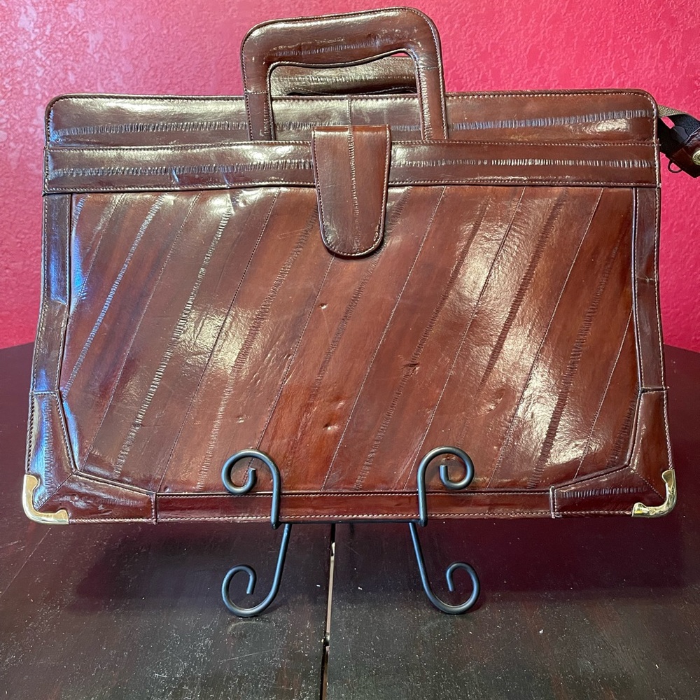 Elegant Brown Eel skin Leather Briefcase